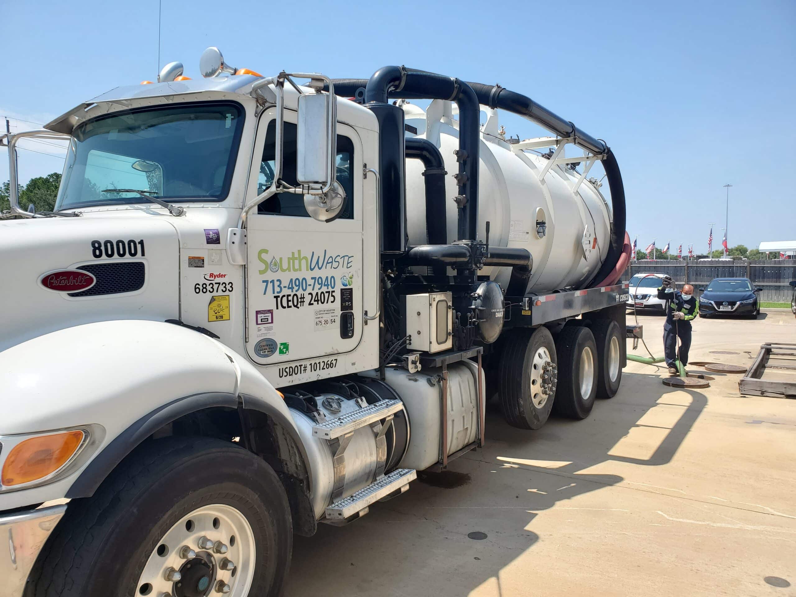 Southwaste vacuum truck cleaning a grease trap