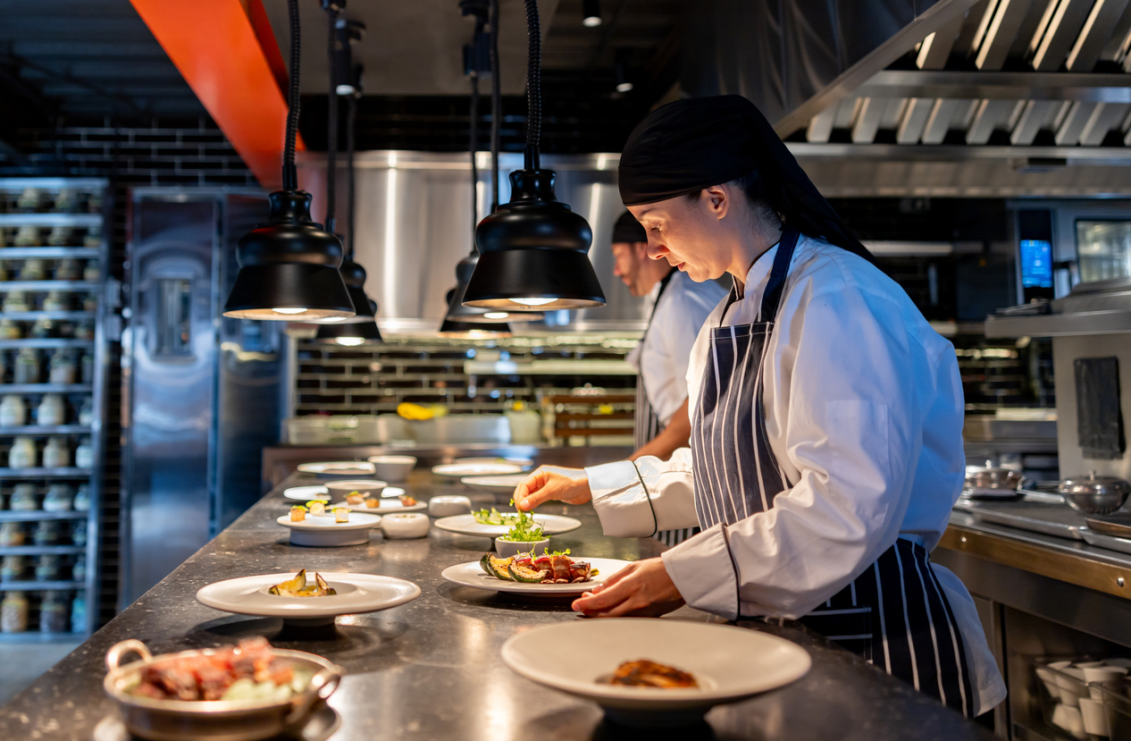 Working in a restaurant